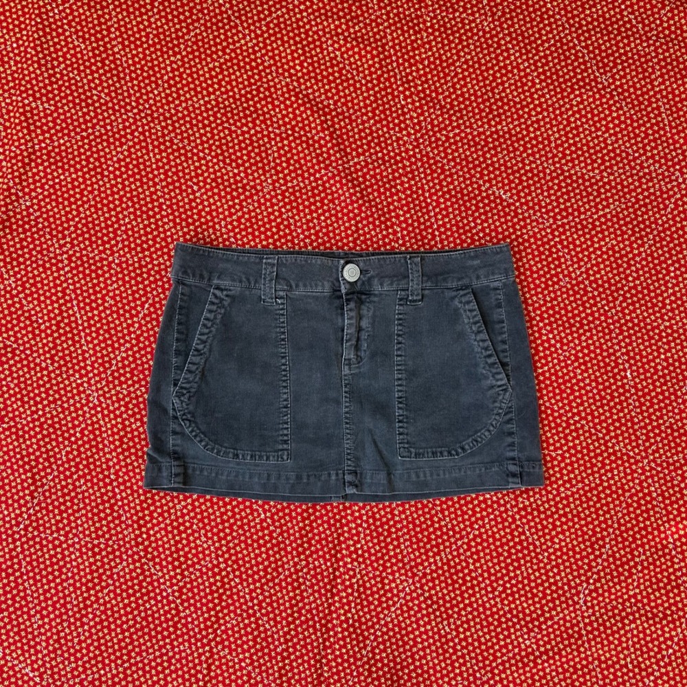 Aeropostale Gray Corduroy low rise Mini Skirt Size 3/4 Vintage Indie Coquette